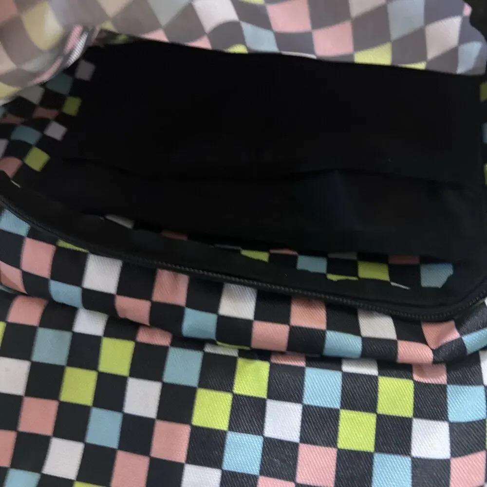 VANS BACKPACK Checkered Pattern Bookbag Multicolor Pink Blue Green Off The Wall